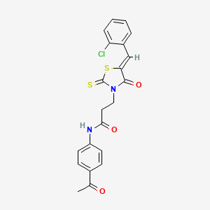 molecular formula C21H17ClN2O3S2 B4824778 N-(4-acetylphenyl)-3-[5-(2-chlorobenzylidene)-4-oxo-2-thioxo-1,3-thiazolidin-3-yl]propanamide 