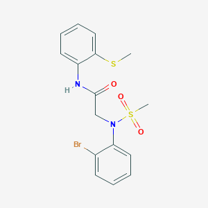 molecular formula C16H17BrN2O3S2 B4824812 N~2~-(2-bromophenyl)-N~2~-(methylsulfonyl)-N~1~-[2-(methylthio)phenyl]glycinamide 