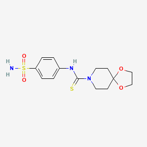 molecular formula C14H19N3O4S2 B4824857 N-[4-(aminosulfonyl)phenyl]-1,4-dioxa-8-azaspiro[4.5]decane-8-carbothioamide 