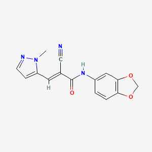molecular formula C15H12N4O3 B4824961 N-1,3-benzodioxol-5-yl-2-cyano-3-(1-methyl-1H-pyrazol-5-yl)acrylamide 
