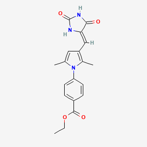 molecular formula C19H19N3O4 B4824970 ETHYL 4-(3-{[(4Z)-2,5-DIOXOIMIDAZOLIDIN-4-YLIDENE]METHYL}-2,5-DIMETHYL-1H-PYRROL-1-YL)BENZOATE 