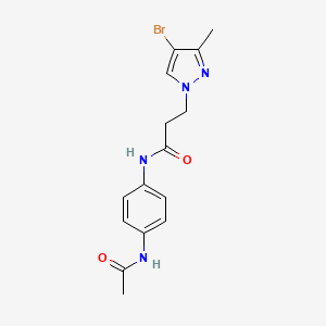 molecular formula C15H17BrN4O2 B4825020 N~1~-[4-(ACETYLAMINO)PHENYL]-3-(4-BROMO-3-METHYL-1H-PYRAZOL-1-YL)PROPANAMIDE 