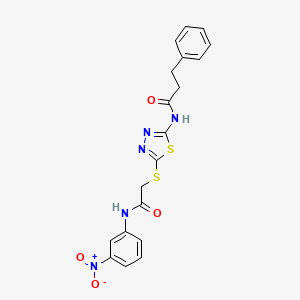 molecular formula C19H17N5O4S2 B4825093 N-(5-((2-((3-nitrophenyl)amino)-2-oxoethyl)thio)-1,3,4-thiadiazol-2-yl)-3-phenylpropanamide 