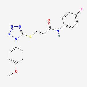 molecular formula C17H16FN5O2S B4825102 N-(4-fluorophenyl)-3-{[1-(4-methoxyphenyl)-1H-tetrazol-5-yl]thio}propanamide 