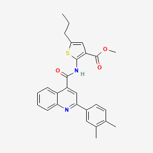 molecular formula C27H26N2O3S B4825224 methyl 2-({[2-(3,4-dimethylphenyl)-4-quinolinyl]carbonyl}amino)-5-propyl-3-thiophenecarboxylate 