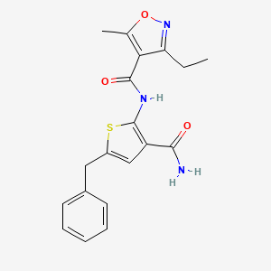molecular formula C19H19N3O3S B4825298 N-(5-BENZYL-3-CARBAMOYLTHIOPHEN-2-YL)-3-ETHYL-5-METHYL-12-OXAZOLE-4-CARBOXAMIDE 