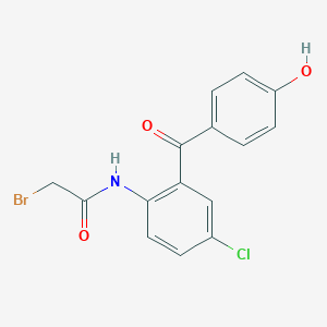molecular formula C15H11BrClNO3 B048253 2-Bromo-4'-chloro-2'-(4-hydroxybenzoyl)acetanilide CAS No. 67445-86-7