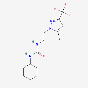 molecular formula C14H21F3N4O B4825379 N-cyclohexyl-N'-{2-[5-methyl-3-(trifluoromethyl)-1H-pyrazol-1-yl]ethyl}urea 