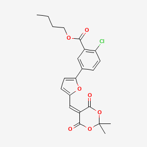 molecular formula C22H21ClO7 B4825386 butyl 2-chloro-5-{5-[(2,2-dimethyl-4,6-dioxo-1,3-dioxan-5-ylidene)methyl]-2-furyl}benzoate 