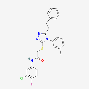 molecular formula C25H22ClFN4OS B4825416 N-(3-Chloro-4-fluorophenyl)-2-[[4-(3-methylphenyl)-5-(2-phenylethyl)-4H-1,2,4-triazol-3-yl]thio]acetamide CAS No. 694507-53-4