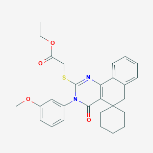 molecular formula C28H30N2O4S B4825424 ETHYL 2-[3-(3-METHOXYPHENYL)-4-OXO-4,6-DIHYDRO-3H-SPIRO[BENZO[H]QUINAZOLINE-5,1'-CYCLOHEXAN]-2-YLSULFANYL]ACETATE 