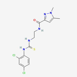 molecular formula C15H17Cl2N5OS B4825485 N~3~-(2-{[(2,4-DICHLOROANILINO)CARBOTHIOYL]AMINO}ETHYL)-1,5-DIMETHYL-1H-PYRAZOLE-3-CARBOXAMIDE 