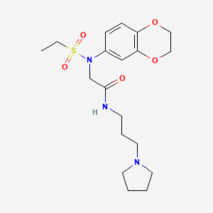 molecular formula C19H29N3O5S B4825520 N~2~-(2,3-dihydro-1,4-benzodioxin-6-yl)-N~2~-(ethylsulfonyl)-N~1~-[3-(1-pyrrolidinyl)propyl]glycinamide 