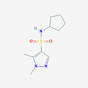 molecular formula C10H17N3O2S B4825655 N-cyclopentyl-1,5-dimethyl-1H-pyrazole-4-sulfonamide 