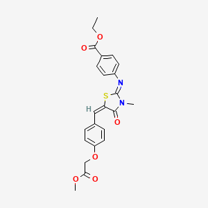 molecular formula C23H22N2O6S B4825821 ethyl 4-({5-[4-(2-methoxy-2-oxoethoxy)benzylidene]-3-methyl-4-oxo-1,3-thiazolidin-2-ylidene}amino)benzoate 