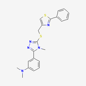 molecular formula C21H21N5S2 B4825907 N,N-DIMETHYL-N-[3-(4-METHYL-5-{[(2-PHENYL-1,3-THIAZOL-4-YL)METHYL]SULFANYL}-4H-1,2,4-TRIAZOL-3-YL)PHENYL]AMINE 