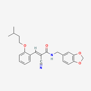 molecular formula C23H24N2O4 B4825995 N-(1,3-benzodioxol-5-ylmethyl)-2-cyano-3-[2-(3-methylbutoxy)phenyl]acrylamide 