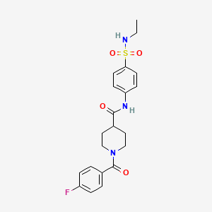 molecular formula C21H24FN3O4S B4826067 N-[4-(ethylsulfamoyl)phenyl]-1-(4-fluorobenzoyl)piperidine-4-carboxamide 