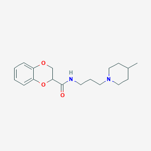 molecular formula C18H26N2O3 B4826103 N-[3-(4-methyl-1-piperidinyl)propyl]-2,3-dihydro-1,4-benzodioxine-2-carboxamide 