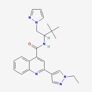 molecular formula C24H28N6O B4826149 N-[2,2-dimethyl-1-(1H-pyrazol-1-ylmethyl)propyl]-2-(1-ethyl-1H-pyrazol-4-yl)-4-quinolinecarboxamide 