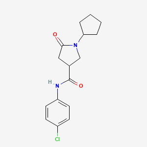 molecular formula C16H19ClN2O2 B4826252 N-(4-chlorophenyl)-1-cyclopentyl-5-oxopyrrolidine-3-carboxamide 