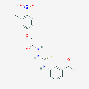 molecular formula C18H18N4O5S B4826286 N-(3-acetylphenyl)-2-[(3-methyl-4-nitrophenoxy)acetyl]hydrazinecarbothioamide 