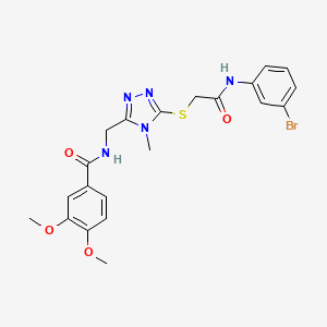 molecular formula C21H22BrN5O4S B4826338 N-{[5-({2-[(3-bromophenyl)amino]-2-oxoethyl}sulfanyl)-4-methyl-4H-1,2,4-triazol-3-yl]methyl}-3,4-dimethoxybenzamide 