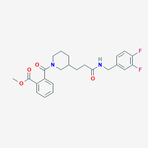 molecular formula C24H26F2N2O4 B4826444 methyl 2-[(3-{3-[(3,4-difluorobenzyl)amino]-3-oxopropyl}-1-piperidinyl)carbonyl]benzoate 