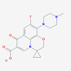 molecular formula C19H20FN3O4 B048265 9'-Fluoro-10'-(4-methyl-1-piperazinyl)-7'-oxospiro(cyclopropane-1,3'(2'H)-(7H)pyrido(1,2,3-de)(1,4)benzoxazine)-6'-carboxylic acid CAS No. 113211-53-3