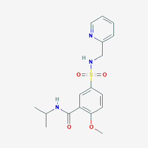 molecular formula C17H21N3O4S B4826560 N-isopropyl-2-methoxy-5-{[(2-pyridinylmethyl)amino]sulfonyl}benzamide 