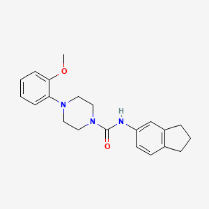 molecular formula C21H25N3O2 B4826610 N-(2,3-dihydro-1H-inden-5-yl)-4-(2-methoxyphenyl)-1-piperazinecarboxamide 