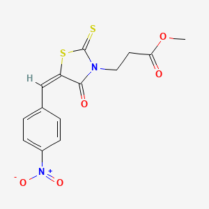 molecular formula C14H12N2O5S2 B4826658 methyl 3-[(5E)-5-[(4-nitrophenyl)methylidene]-4-oxo-2-sulfanylidene-1,3-thiazolidin-3-yl]propanoate 