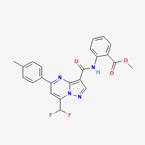 molecular formula C23H18F2N4O3 B4826985 methyl 2-({[7-(difluoromethyl)-5-(4-methylphenyl)pyrazolo[1,5-a]pyrimidin-3-yl]carbonyl}amino)benzoate 