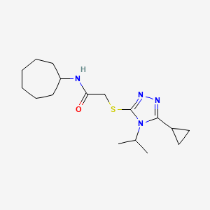molecular formula C17H28N4OS B4827113 N-CYCLOHEPTYL-2-[(5-CYCLOPROPYL-4-ISOPROPYL-4H-1,2,4-TRIAZOL-3-YL)SULFANYL]ACETAMIDE 