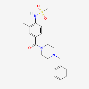 molecular formula C20H25N3O3S B4827117 N-{4-[(4-benzyl-1-piperazinyl)carbonyl]-2-methylphenyl}methanesulfonamide 