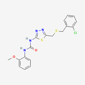 molecular formula C18H17ClN4O2S2 B4827149 N-(5-{[(2-chlorobenzyl)thio]methyl}-1,3,4-thiadiazol-2-yl)-N'-(2-methoxyphenyl)urea 