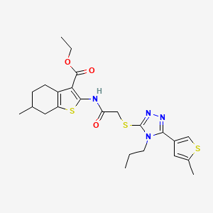 molecular formula C24H30N4O3S3 B4827155 ethyl 6-methyl-2-[({[5-(5-methylthiophen-3-yl)-4-propyl-4H-1,2,4-triazol-3-yl]sulfanyl}acetyl)amino]-4,5,6,7-tetrahydro-1-benzothiophene-3-carboxylate 