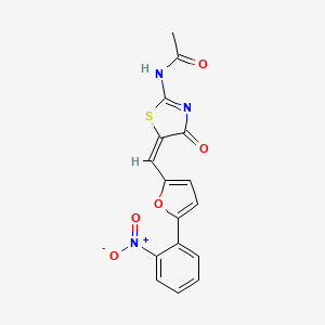 molecular formula C16H11N3O5S B4827159 N-[(5E)-5-[[5-(2-nitrophenyl)furan-2-yl]methylidene]-4-oxo-1,3-thiazol-2-yl]acetamide 