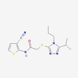 molecular formula C15H19N5OS2 B4828236 N-(3-CYANO-2-THIENYL)-2-[(5-ISOPROPYL-4-PROPYL-4H-1,2,4-TRIAZOL-3-YL)SULFANYL]ACETAMIDE 