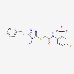 molecular formula C21H20BrF3N4OS B4828333 N-[4-bromo-2-(trifluoromethyl)phenyl]-2-{[4-ethyl-5-(2-phenylethyl)-4H-1,2,4-triazol-3-yl]thio}acetamide 
