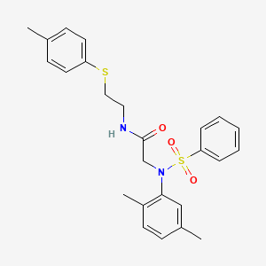 molecular formula C25H28N2O3S2 B4828408 N~2~-(2,5-dimethylphenyl)-N~1~-{2-[(4-methylphenyl)thio]ethyl}-N~2~-(phenylsulfonyl)glycinamide 