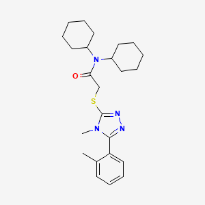 molecular formula C24H34N4OS B4828535 N,N-dicyclohexyl-2-{[4-methyl-5-(2-methylphenyl)-4H-1,2,4-triazol-3-yl]sulfanyl}acetamide 