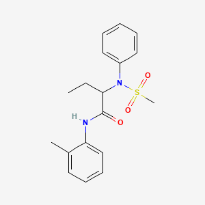 molecular formula C18H22N2O3S B4828546 N-(2-methylphenyl)-2-[(methylsulfonyl)(phenyl)amino]butanamide 