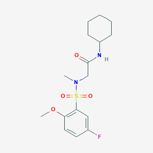 molecular formula C16H23FN2O4S B4828552 N-CYCLOHEXYL-2-(N-METHYL5-FLUORO-2-METHOXYBENZENESULFONAMIDO)ACETAMIDE 