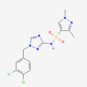 molecular formula C14H14Cl2N6O2S B4828639 N~4~-[1-(3,4-DICHLOROBENZYL)-1H-1,2,4-TRIAZOL-3-YL]-1,3-DIMETHYL-1H-PYRAZOLE-4-SULFONAMIDE 