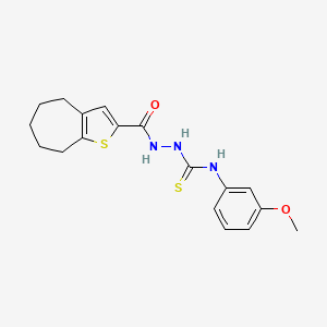 molecular formula C18H21N3O2S2 B4829497 N-(3-methoxyphenyl)-2-(5,6,7,8-tetrahydro-4H-cyclohepta[b]thien-2-ylcarbonyl)hydrazinecarbothioamide 
