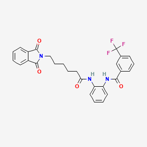 molecular formula C28H24F3N3O4 B4829522 N-{2-[6-(1,3-DIOXO-2,3-DIHYDRO-1H-ISOINDOL-2-YL)HEXANAMIDO]PHENYL}-3-(TRIFLUOROMETHYL)BENZAMIDE 