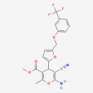 molecular formula C21H17F3N2O5 B4829535 methyl 6-amino-5-cyano-2-methyl-4-(5-{[3-(trifluoromethyl)phenoxy]methyl}-2-furyl)-4H-pyran-3-carboxylate 