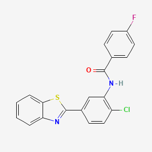 molecular formula C20H12ClFN2OS B4829556 N-[5-(1,3-benzothiazol-2-yl)-2-chlorophenyl]-4-fluorobenzamide 