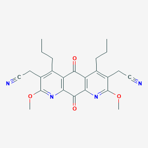 molecular formula C24H24N4O4 B048299 2-[3-(Cyanomethyl)-2,8-dimethoxy-5,10-dioxo-4,6-dipropylpyrido[3,2-g]quinolin-7-yl]acetonitrile CAS No. 119623-75-5